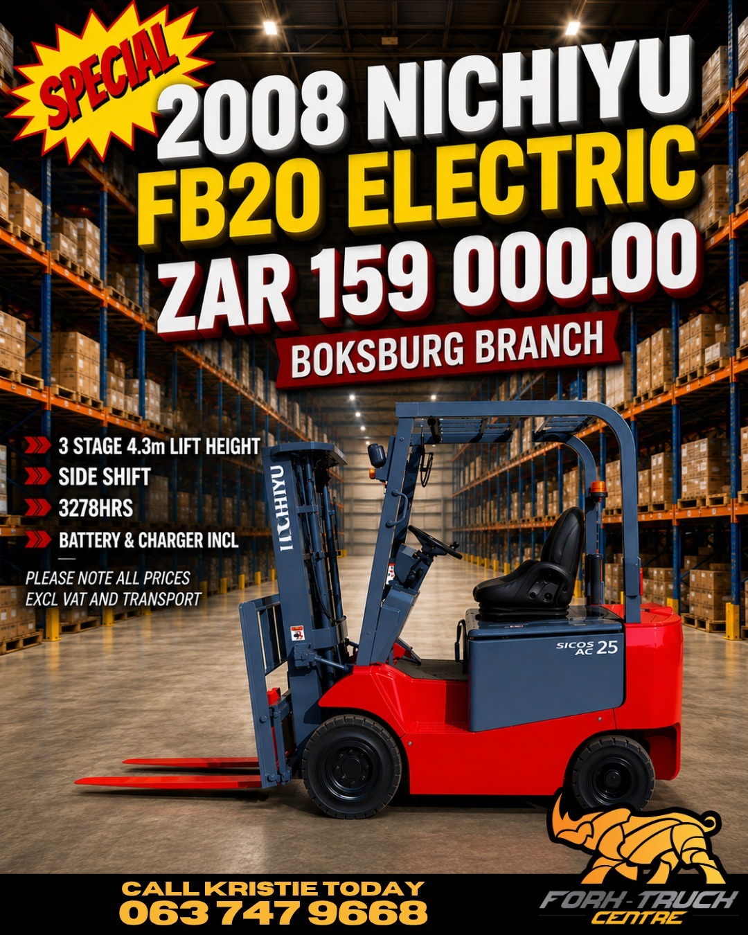 Nichiyu FB20 Electric forklift for sale