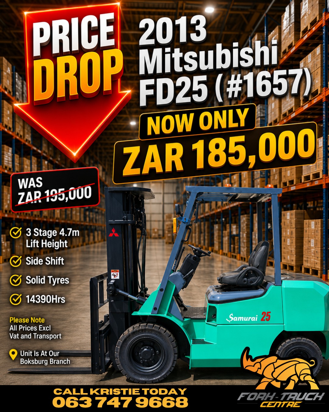 Mitsubishi FD25 forklift for sale