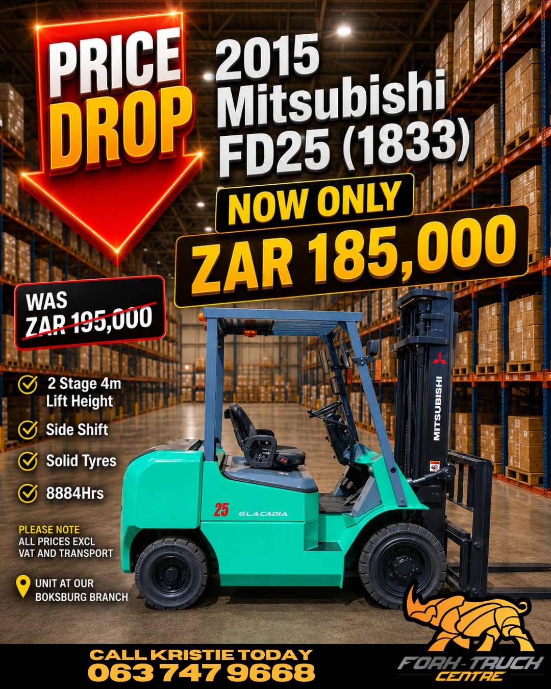 Mitsubishi FD25 forklift for sale
