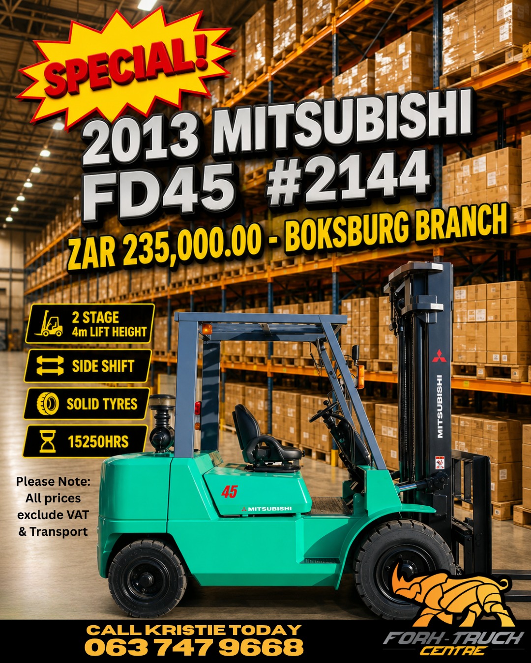 Mitsubishi FD45 forklift for sale