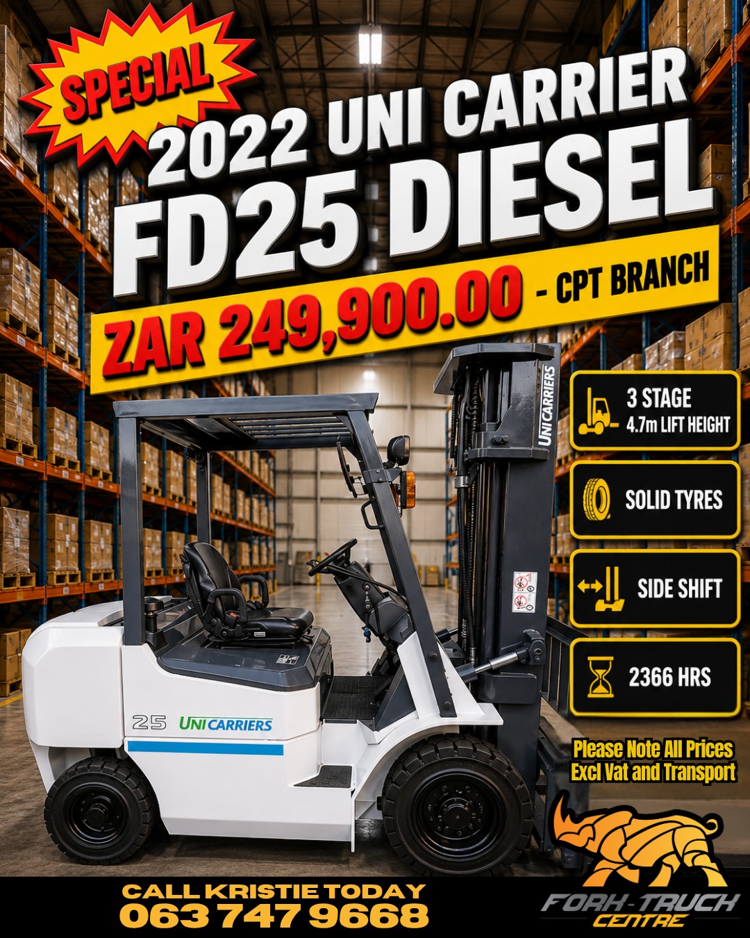 UniCarriers FD25 Diesel forklift for sale
